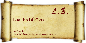 Lax Balázs névjegykártya